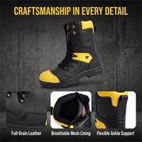 Chaussures de sécurité industrielles montantes en cuir noir et jaune, personnalisées OEM, à lacets, antidérapantes, avec embout en acier et résistantes à la perforation