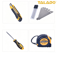 Ensemble d'outils à main professionnels TALADO de 9 pièces avec couteau utilitaire, tournevis et ruban à mesurer