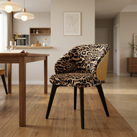 Fauteuil d'appoint en tissu touffeté à imprimé léopard, design ergonomique moderne pour salon, salle à manger, bureau à domicile, hôtel et parc