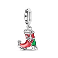 Nouveau 925 Argent Plaqué Charme Perle Bonhomme De Neige Flocon De Neige Arbre De Noël Cabane Elk Noël Série Pendentif Charme DIY Bracelet Femmes Cadeau