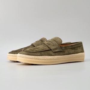 Mocasines Espadrilles Marrones de Ante Sintético con Punta Descubierta, Transpirables, Entresuela de EVA, Suela de Goma, Forro de Cuero Genuino y Lengüeta de Cuero - Product Image 3