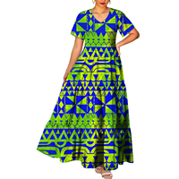Élégante Robe Longue en Chiffon Col V avec Motif Tribal Polynésien Taille Plus Style Tatouage Polynésien Marx