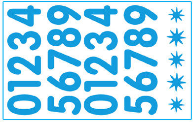 Large numbers 0 - 9 (blue)