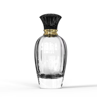 Flacon de parfum ovale de luxe côtelé vide avec bouchon décoratif évasé, couleur personnalisable
