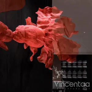 Vincentaa Home Hotel Indoor Decoration Goldfish Wire Mesh Ceiling Animal Sculpture High-end Art Sculpture Metal