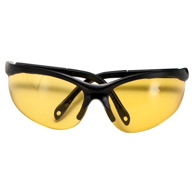 ANSI Z87.1 Eye Protection Wrap Around Night Vision Yellow Tinted Safety Glasses with Adjustable Temple