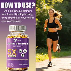 Gélules de collagène multi-sources personnalisées avec logo privé, 30 gélules, favorisent la santé des cheveux et des articulations, améliorent la composition de la peau, gélules blanchissantes - Product Image 3