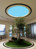 RYOPT Intérieur Tuya LED Bleu pour Ciel Panneau de Plafond Lumière Circulaire Puits de Plafond Soleil Artificiel Design Style Industriel PC