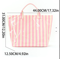 Sac fourre-tout en polyester PVC à rayures, à carreaux et imprimé léopard, brillant, imperméable, grande capacité, sac de plage