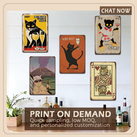 Affiche murale en métal rétro personnalisée 2026, motif chat Bigfoot en fer blanc, impression UV, pour voiture, pub, club, restaurant, chambre, enseigne vintage