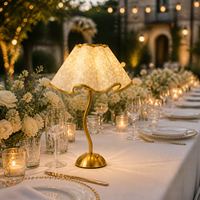 Lampe de table rechargeable de luxe à interrupteur tactile, style vintage français romantique, plissée, pour événements, mariage, restaurant, abat-jour personnalisable