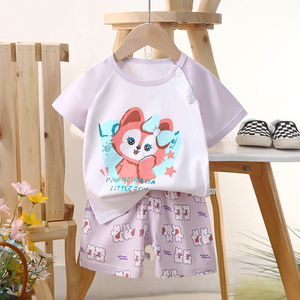 Nuovo Arrivo Set Estivo in Puro Cotone per Bambini, T-shirt a Maniche Corte per Ragazzi e Ragazze, Abbigliamento per Neonati in Stile Coreano, Vendita all'Ingrosso - Product Image 2