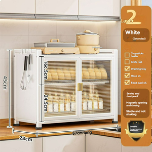 Versatile Multi Layer Kitchen Cupboard <strong>Storage</strong> Cabinet Dinnerware <strong>Tabletop</strong> Rack Draining Feature Top <strong>Storage</strong> Use for Tableware - Product Image 4