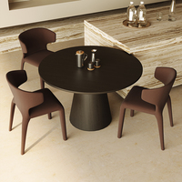 Table à manger ronde en bois massif de qualité supérieure, écologique, 4 places, design minimaliste, ensemble de salle à manger compact AD-Z2611