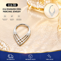 Anneau de nez Thorrk en titane ASTM F136, bijoux en titane G23, piercing de nez segmenté en forme de goutte d'eau avec fermoir
