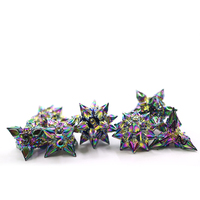 Ensemble de 7 dés en métal à changement de couleur scintillant DND, polyédriques, de forme spéciale pour les jeux de rôle Donjons et Dragons