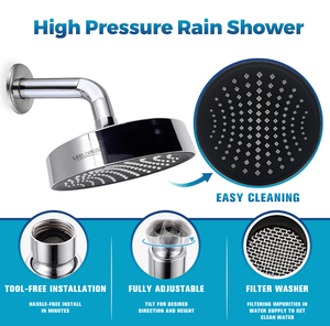Leelongs Economic Cheap ABS <strong>Plastic</strong> 15cm <strong>Fixed</strong> 6inch Round <strong>Shower</strong> <strong>Head</strong> with Square Soft Nozzles - Product Image 2