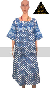 Robe midi imprimée florale bleue pour femme, style Maillard, décontractée, sexy, bohème, hiver, une pièce, saison, directement du fabricant - Product Image 2