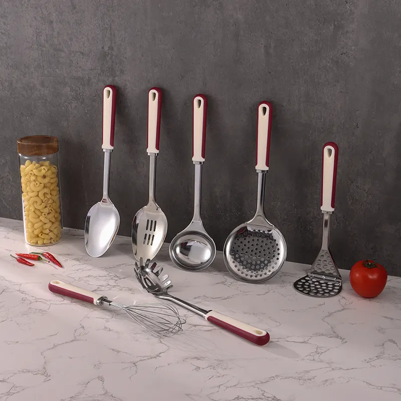 7-teiliges Küchen geschirrset aus Edelstahl mit umwelt freundlichen PP-Griffen Essential Kitchen Utensilien Cooking Tools