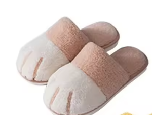 Pantuflas de Invierno para Mujer, Cálidas, de Felpa, Estilo Pata de Gato, Lindas, para Interiores, Dormitorio, Cómodas, con Plantilla de PVC, Punta Cerrada, Antideslizantes - Product Image 1