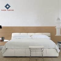 Couverture en tissu nubuck italien minimaliste taille roi et reine ensemble de cadre de lit avec meubles de canapé