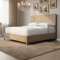 Französisches Zeitgenössisches Luxus-Holzbettgestell im Landhausstil, Queen/King-Size für Villa, Hotel, Schlafzimmer, Optional mit Paneel/Sofabett