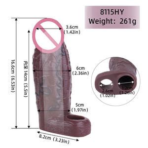 Schwarze Simulations-Penishülle mit Hohlraum, Penisring aus Silikonleder für Männer, lang, dick, Cross-Border-Modell 8115-8128 - Product Image 6