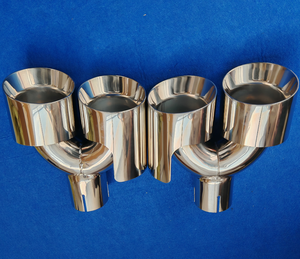 Embout d'échappement chromé poli de 4 pouces en forme de Y, poisson <span class=keywords><strong>volant</strong></span>, coupe inclinée, en acier inoxydable, double embout de silencieux, tuyau d'échappement de voiture - Product Image 4