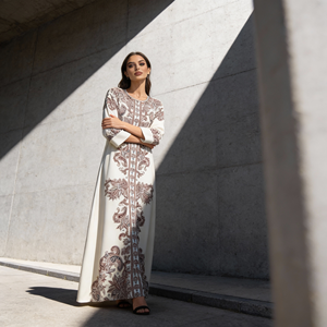 Abaya de luxe de haute qualité en polyester imprimé, élégante, personnalisée pour les femmes musulmanes, robe en gros - Product Image 3