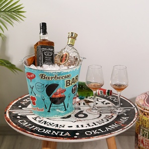 Sáng Tạo Kim Loại Cầm Tay Xô Đá Với Nắp Cho Nhà Thanh Ngoài Trời BBQ Rượu Vang Đỏ Rượu Sâm Banh Lưu Trữ Trong Nhà Các Sự Kiện - Product Image 4