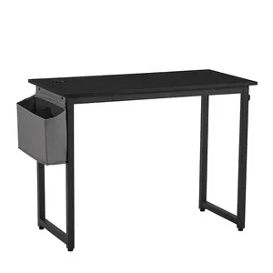 Steel Wood Integraterd Desktop Computer Desk with Storage Shelves Study Writing Table for Home Office Desk Black Carton 500pcs