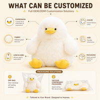 Jouets en peluche en coton PP de haute qualité, figurines de canards blancs en peluche, mascotte de marque personnalisée, quantité minimale de commande.