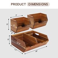 Armoire de rangement en bois d'acacia pour la cuisine pour le stockage des légumes, des fruits et des collations Boîte de stockage des aliments Unité 3-en-1