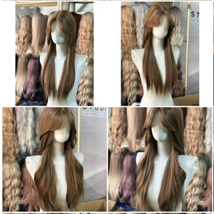 Peluca completa pequeña de cabello largo rizado con raya central, aspecto natural, hecha a máquina con fibra resistente a altas temperaturas, venta directa de fábrica, envío directo de un solo artículo - Product Image 3