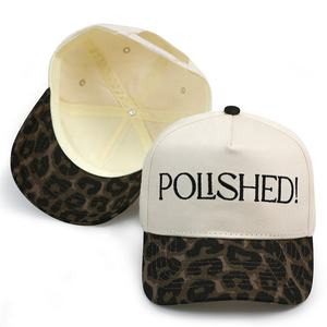 Hb54 दो टोंड कस्टम कढ़ाई लोगो महिला पुरुष एक k फ्रेम विंटेज चीता चीता तेंदुए बेसबॉल कैप - Product Image 5