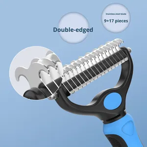 Tagliacapelli <span class=keywords><strong>per</strong></span> animali domestici, strumento <span class=keywords><strong>per</strong></span> la toelettatura e la rimozione del pelo, spazzola a doppia faccia <span class=keywords><strong>per</strong></span> la rimozione del pelo di animali a pelo lungo, pettine <span class=keywords><strong>per</strong></span> la rimozione del pelo in eccesso - Product Image 4