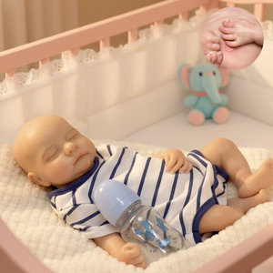 Poupée bébé garçon réaliste en silicone de 16 pouces, nouveau-né endormi, jouet lavable pour enfants - Product Image 4