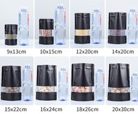 Schwarze Aluminium folie Stand Up Pouch Lebensmittel getrocknete Verpackung Reiß verschluss Kunststoff Mylar Bag Mit Fenster