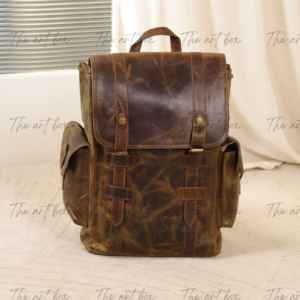 Sac à dos de voyage pour ordinateur portable en cuir pleine fleur pour homme au design rétro élégant, sacs d'école, sacs à dos de luxe de grande capacité, OEM ODM - Product Image 1