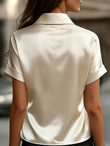 Nueva Blusa de Satén para Mujer 2026, Estilo Europeo, Elegante, Manga Corta, para Uso Diario, Tela Brillante - Product Image 2