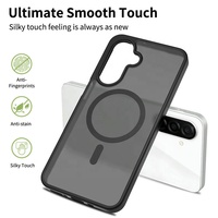 Étui magnétique transparent mat de haute qualité pour Samsung A17 A16 A26, design moderne, coque arrière rigide - Noir