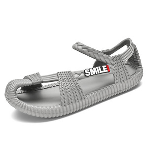 Sandales à bride en T en EVA, bout ouvert, respirantes, décontractées, motif uni, doublure textile, chaussures homme femme, gris - Product Image 5
