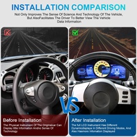 Navihua 12.3" Écran numérique de tableau de bord de voiture, compteur de vitesse LCD, cockpit virtuel, tachymètre pour Nissan 370Z 2003-2009