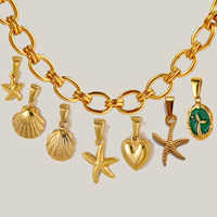 Bijoux sans ternissement Construisez vos propres breloques pour collier Pendentif poisson plaqué or 18 carats Charme animal délicat Charmes de poisson minimaux