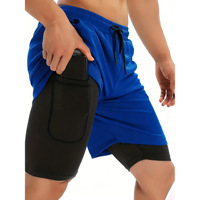 Shorts de sport pour hommes transfrontaliers, colorés, en polyester, double couche, 2-en-1, séchage rapide, taille haute, avec poches, pour fitness et activités de plein air