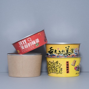 Tazón de papel Kraft de 750cc con patrón personalizado, caja para llevar, contenedores de embalaje de alimentos para ensalada, sopa y ramen con tapas de aluminio completamente abiertas - Product Image 3
