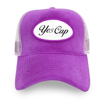 Casquette de camionneur en velours rose à 5 panneaux avec logo emblématique brodé sur mesure pour femmes et hommes