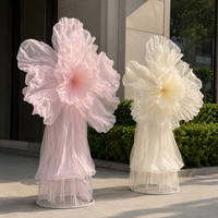 Set Bunga Buatan Raksasa Organza Pink Ivory Buatan Tangan untuk Pernikahan, Hari Ibu, Acara Natal, Hotel, Pajangan Mal