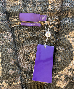 Cárdigan de solapa de punto de algodón con patrón de camuflaje de estilo casual con logotipo frontal - Product Image 5