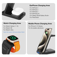 Station de chargeur sans fil 3 en 1 avec logo personnalisé et charge rapide 15W Support pour téléphone de bureau OJD-99D